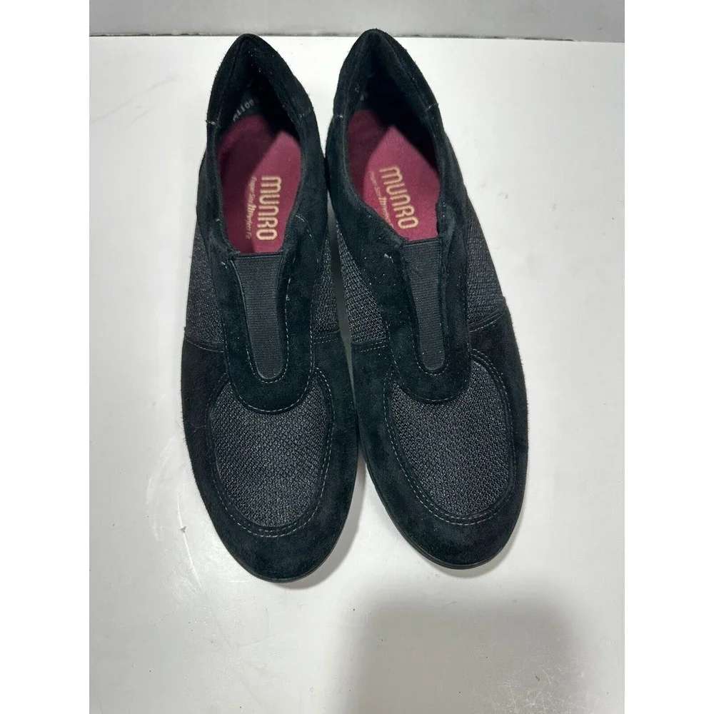 Munro Shoes Womens 8‎ N Olympia Sneakers Black Fabric Leather Comfort M110888